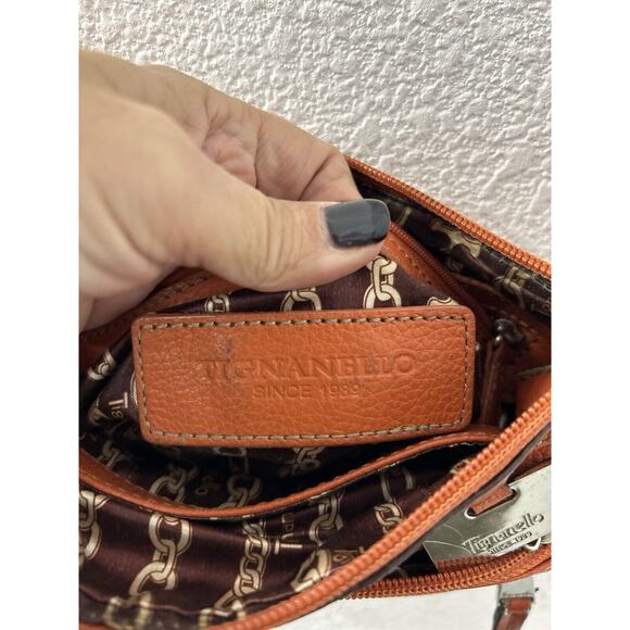 TIGNANELLO Orange Pebbled Leather Crossbody Shoulder Organizer - Picture 11 of 11